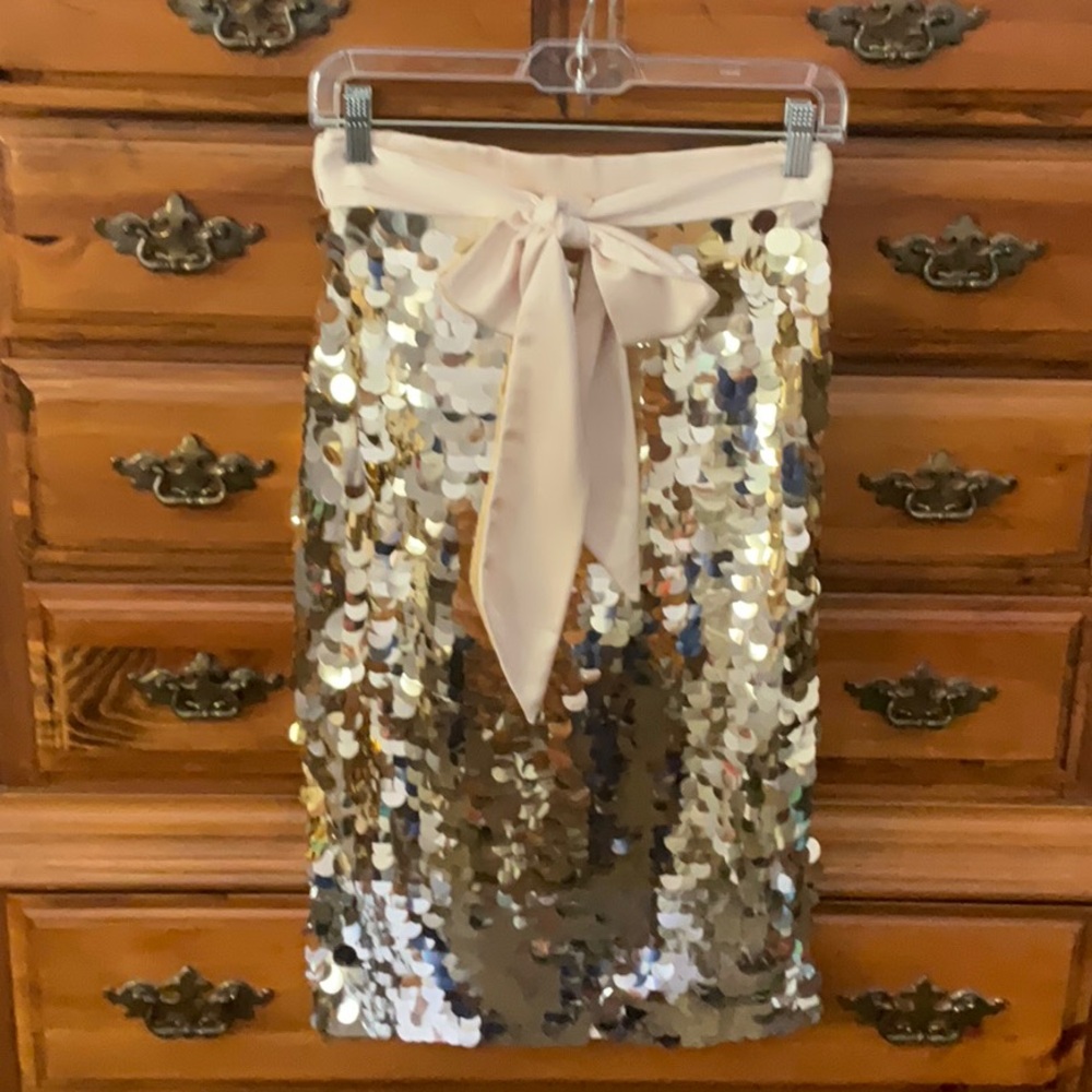 J Crew Sequin Pailette Skirt in Gold & Silver size 0